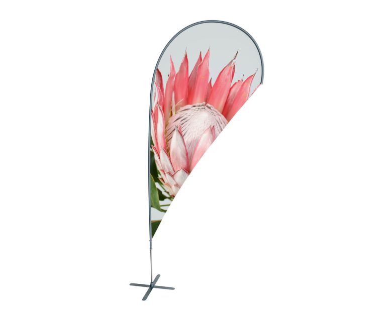 Teardrop banners and flags with a flower image